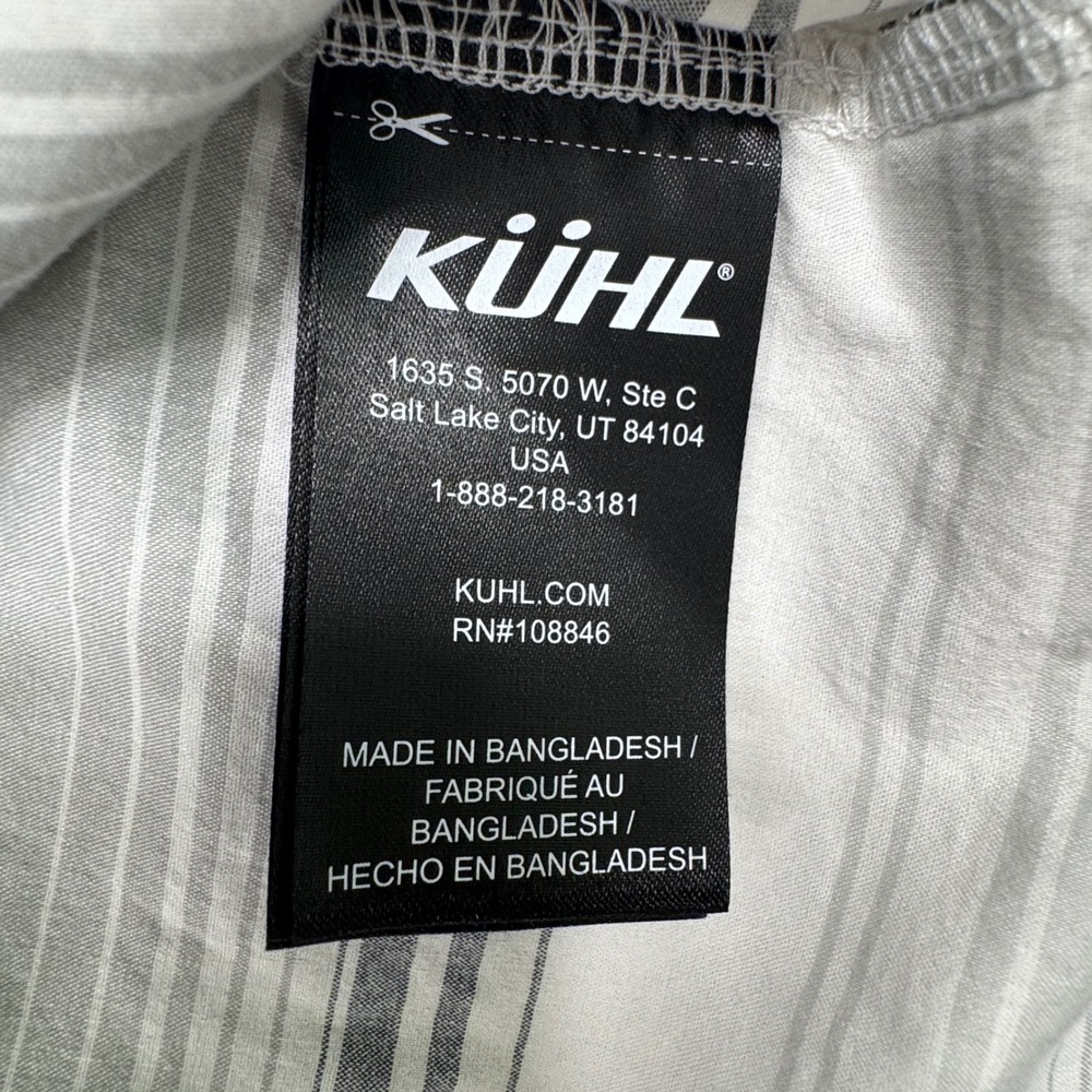 KUHL Button Down Shirt Mens Large Gray Striped Short Sleeve Snap Front Outdoor - Picture 7 of 8